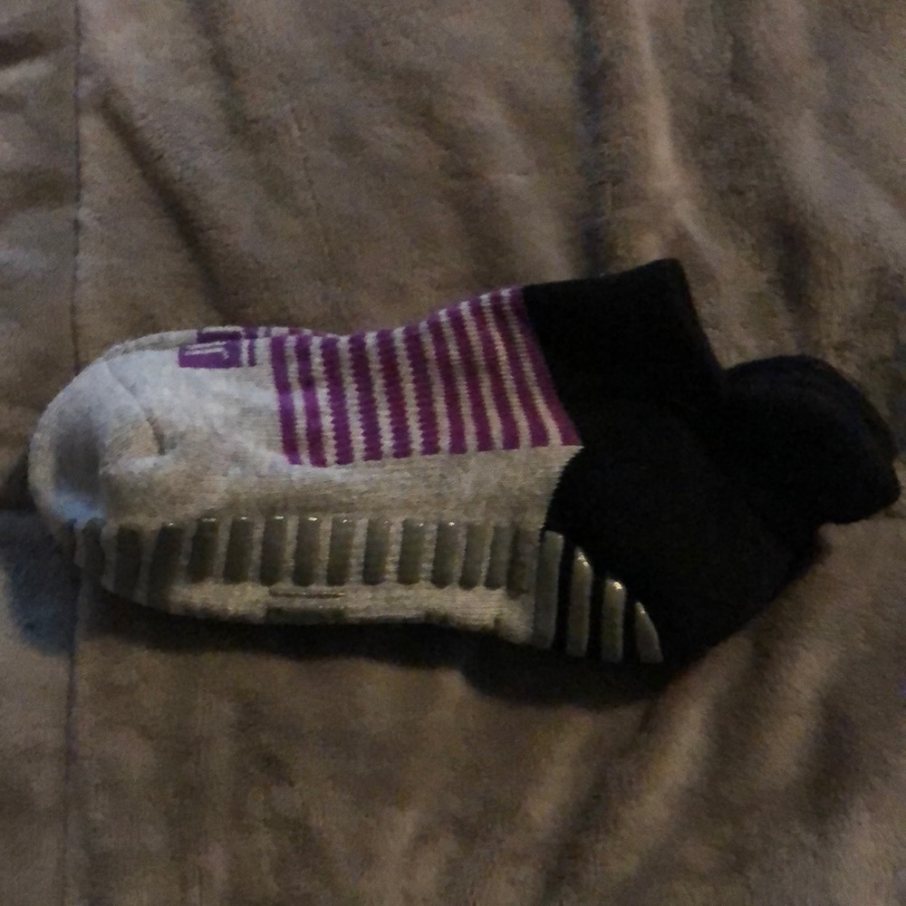 purple stripe grip socks